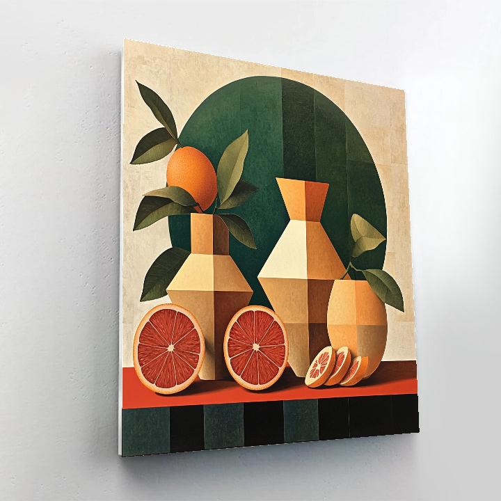 Pablo Picasso Inspired Fractured Ceramic Vases And Citrus Number painting