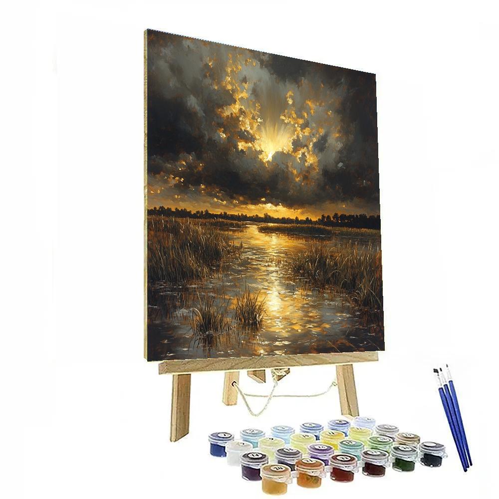 Rembrandt Inspired Storm Over Lowland Marsh painting number kit