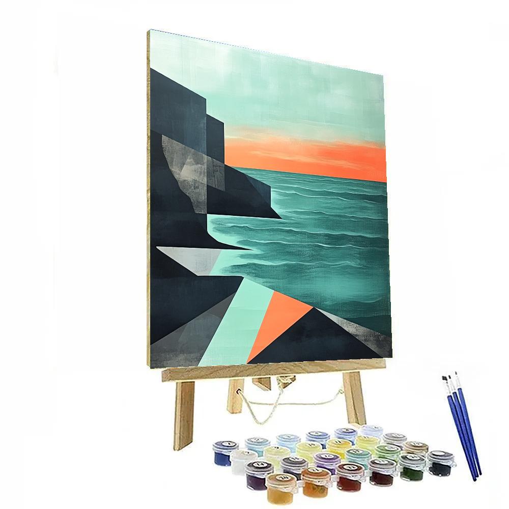 Pablo Picasso Inspired Abstract Coastal Cliffs At Dusk Paint by numbers art