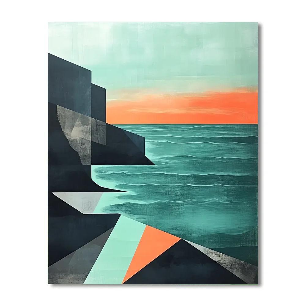 Pablo Picasso Inspired Abstract Coastal Cliffs At Dusk Paint by numbers art