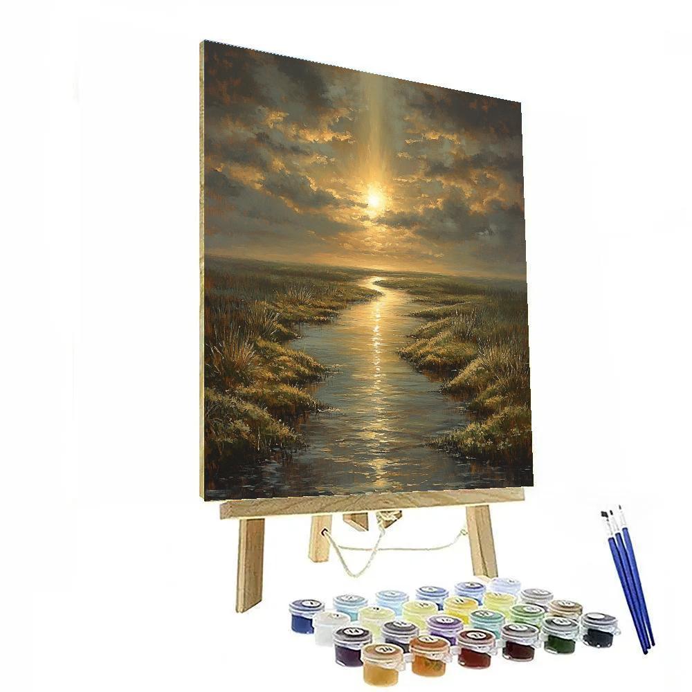 Rembrandt Inspired Riverlet With Golden Shaft paint by number