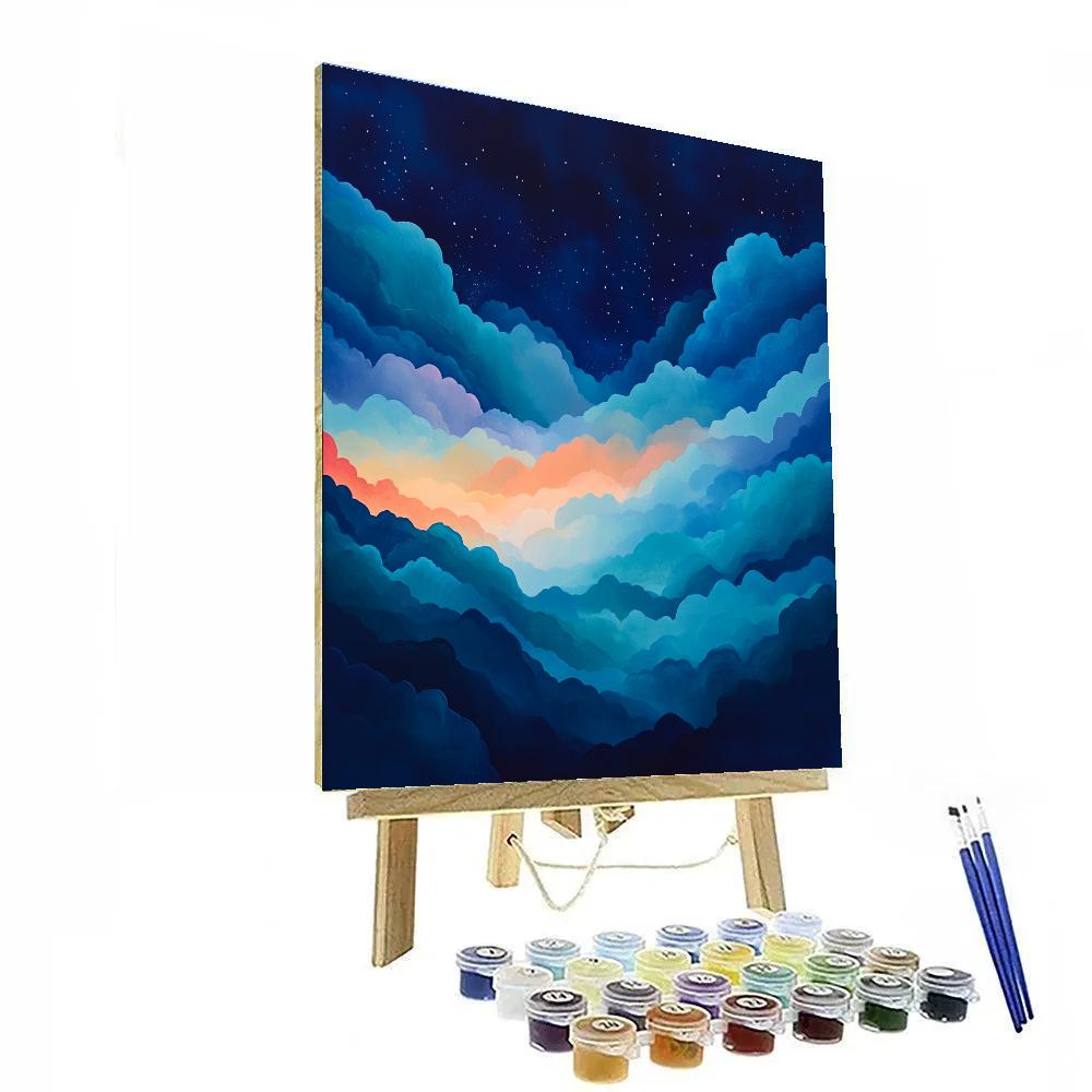 Paul Cézanne Inspired Celestial Nebula Forms paint by number