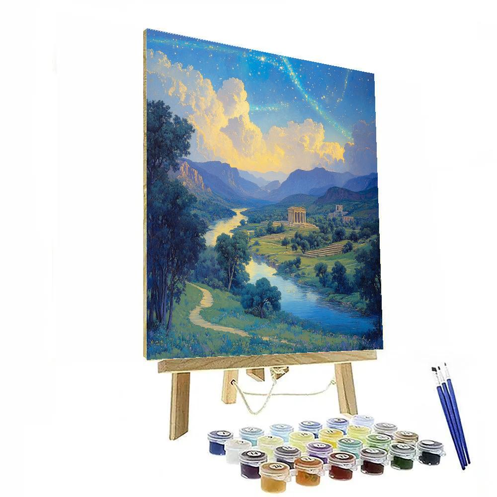 Raphael Inspired Twilight Valley With Celestial Aurora Numbered painting kits