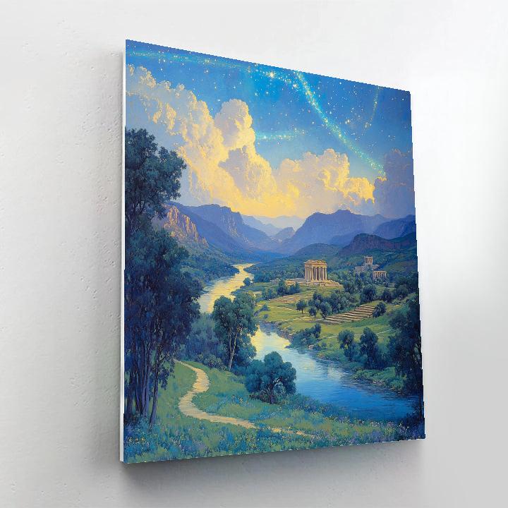 Raphael Inspired Twilight Valley With Celestial Aurora Numbered painting kits