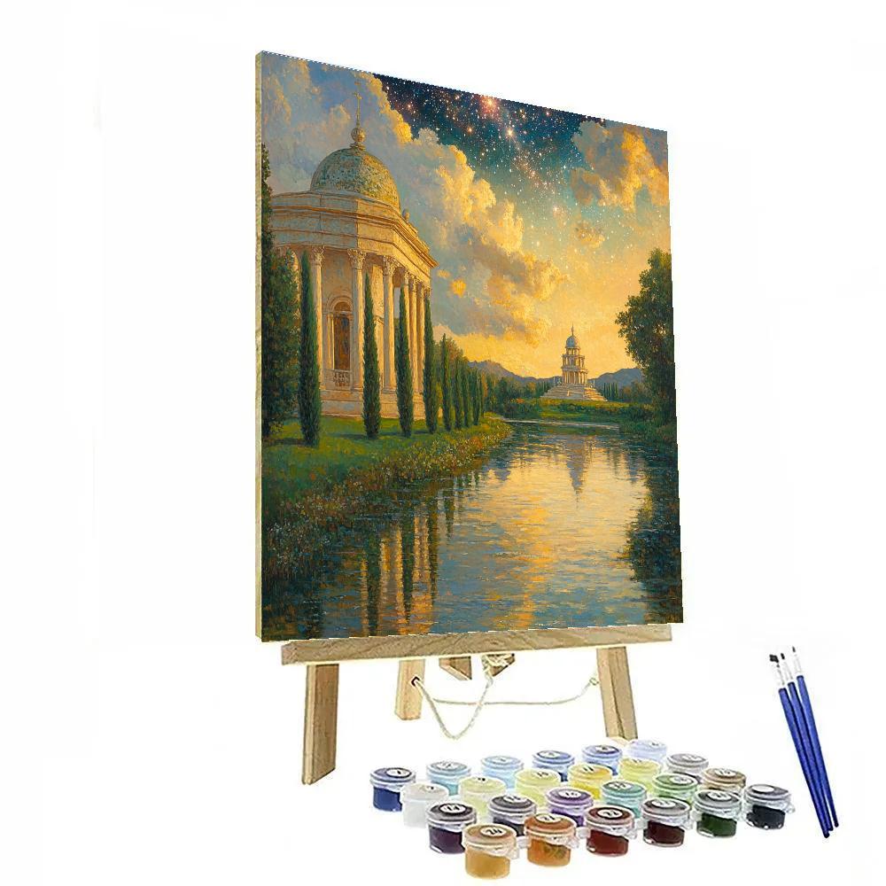 Raphael Inspired Classical Riverside Beneath Constellations Painting by numbers kit