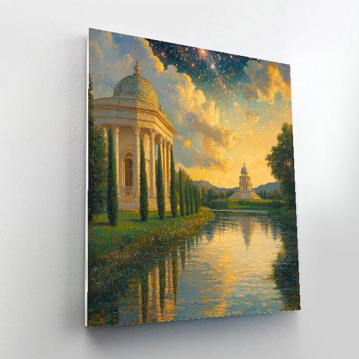 Raphael Inspired Classical Riverside Beneath Constellations Painting by numbers kit