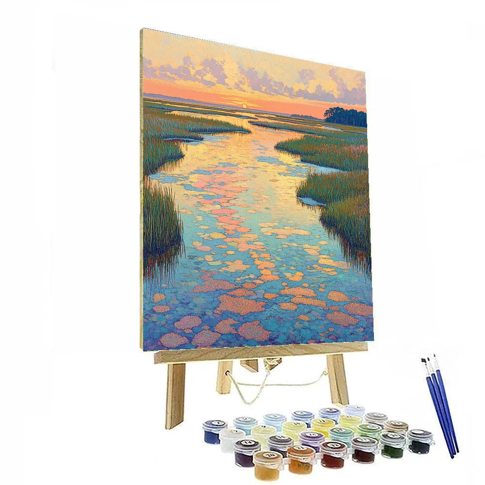 Georges Seurat Inspired Dawn Salt Marsh painting number kit