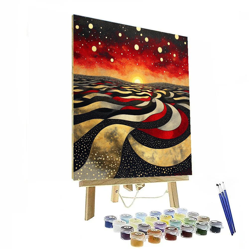 Yayoi Kusama Inspired Cosmic Polka Field Painting by numbers kit