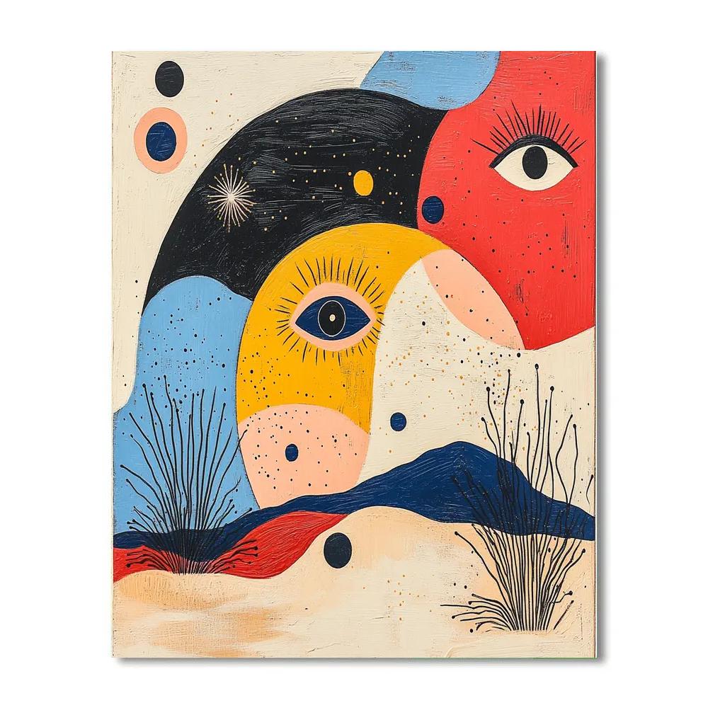 Joan Miró Inspired Cosmic Garden Paint by numbers art