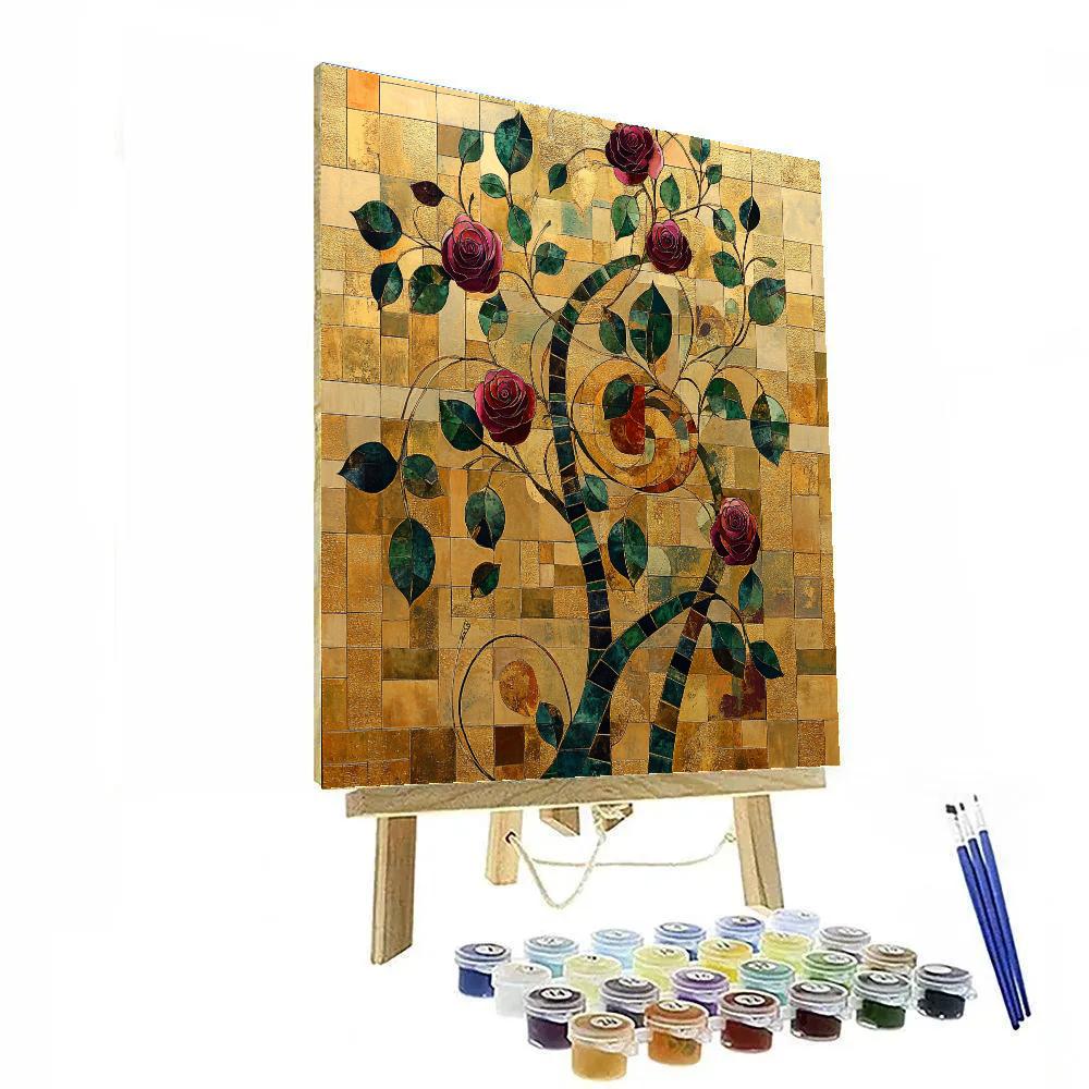 Gustav Klimt Inspired Golden Botanical Symphony paint by number