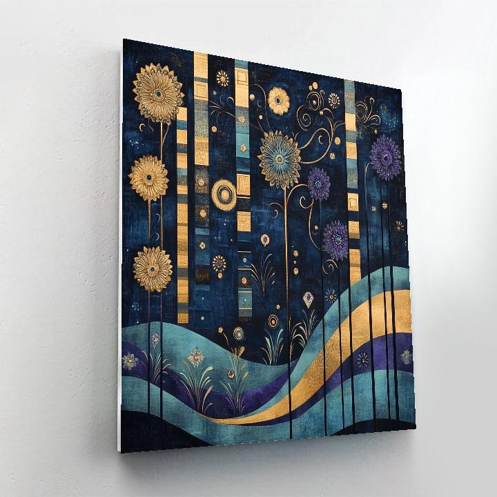 Gustav Klimt Inspired Nocturne Of Blossoms And Geometry paint by numbers