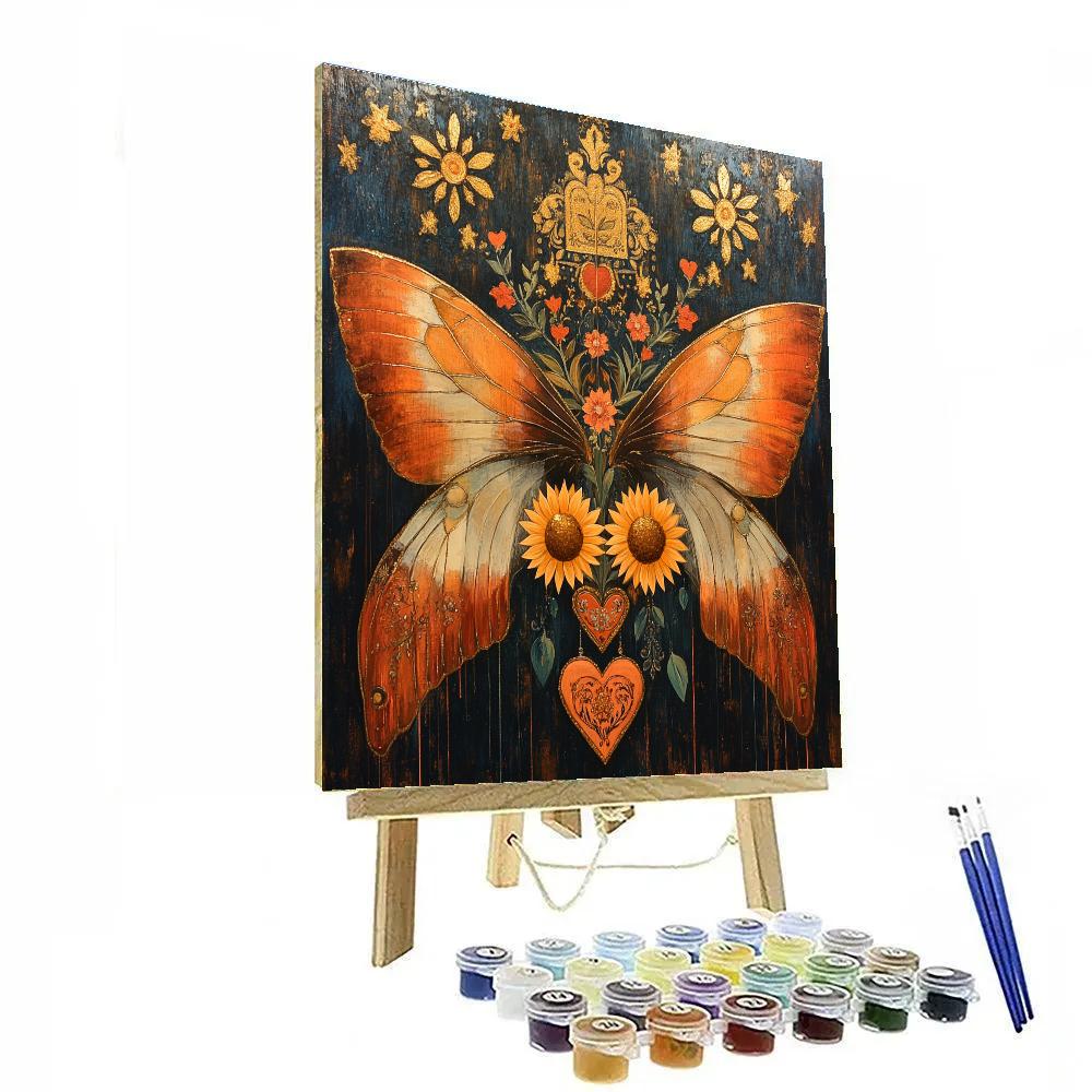 Frida Kahlo Inspired Luminous Monarch Reliquary painting number kit