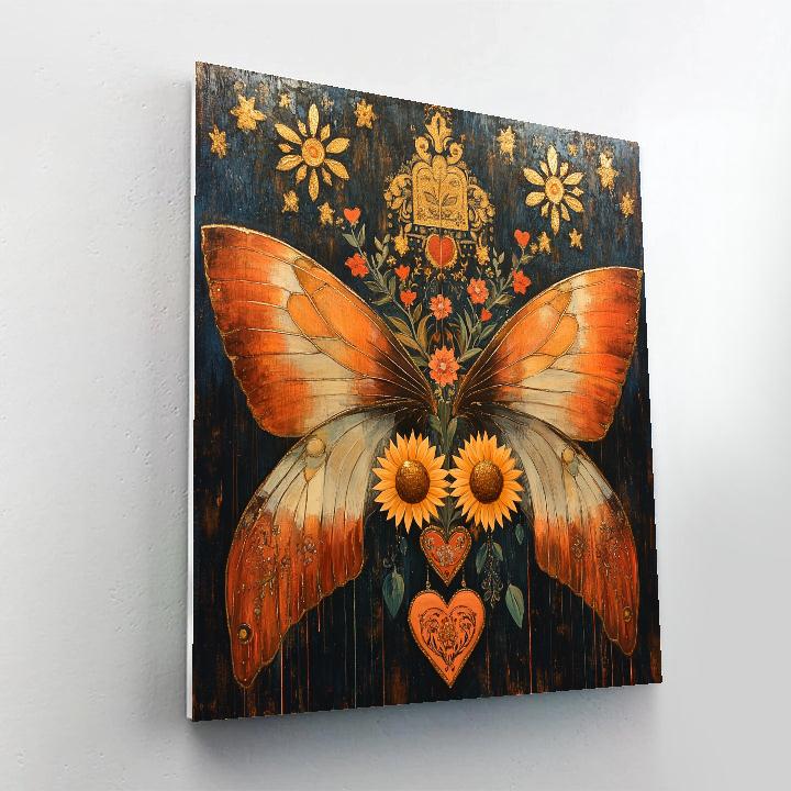 Frida Kahlo Inspired Luminous Monarch Reliquary painting number kit