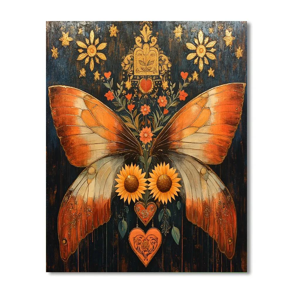 Frida Kahlo Inspired Luminous Monarch Reliquary painting number kit