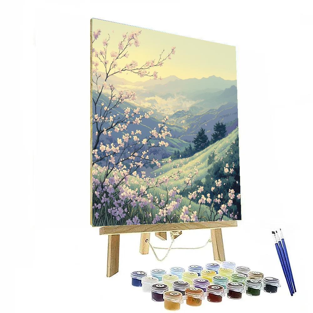 Hiroshige Inspired Cherry Blossom Mist Numbered painting kits