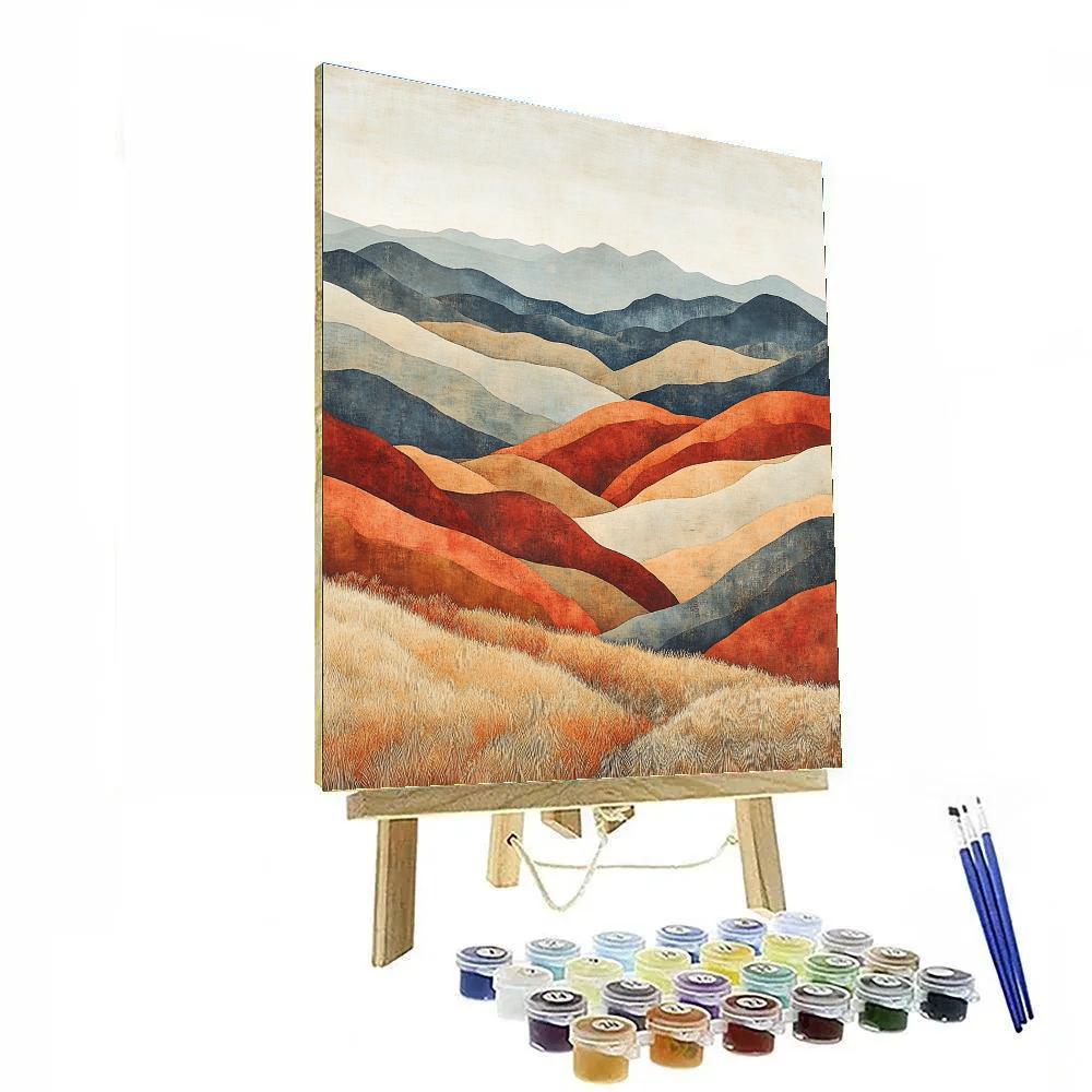 Hiroshige Inspired Autumn Mountain Wave Numbered painting kits