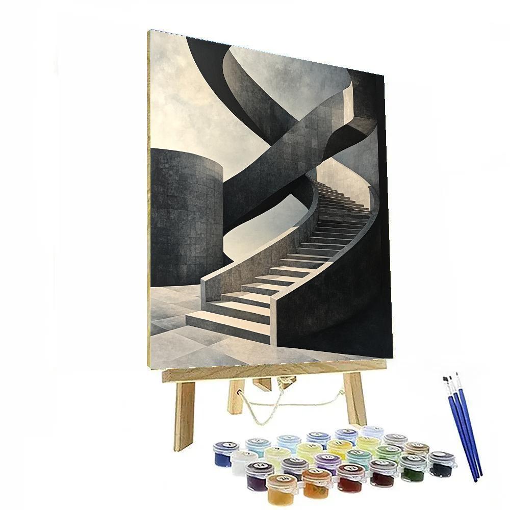 M.C. Escher Inspired Infinite Stair Tesselation Numbered painting kits