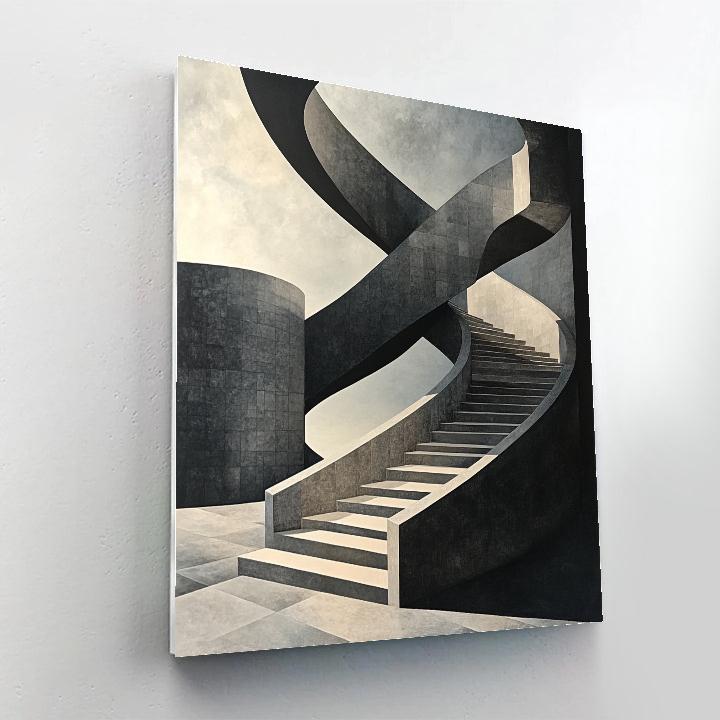 M.C. Escher Inspired Infinite Stair Tesselation Numbered painting kits