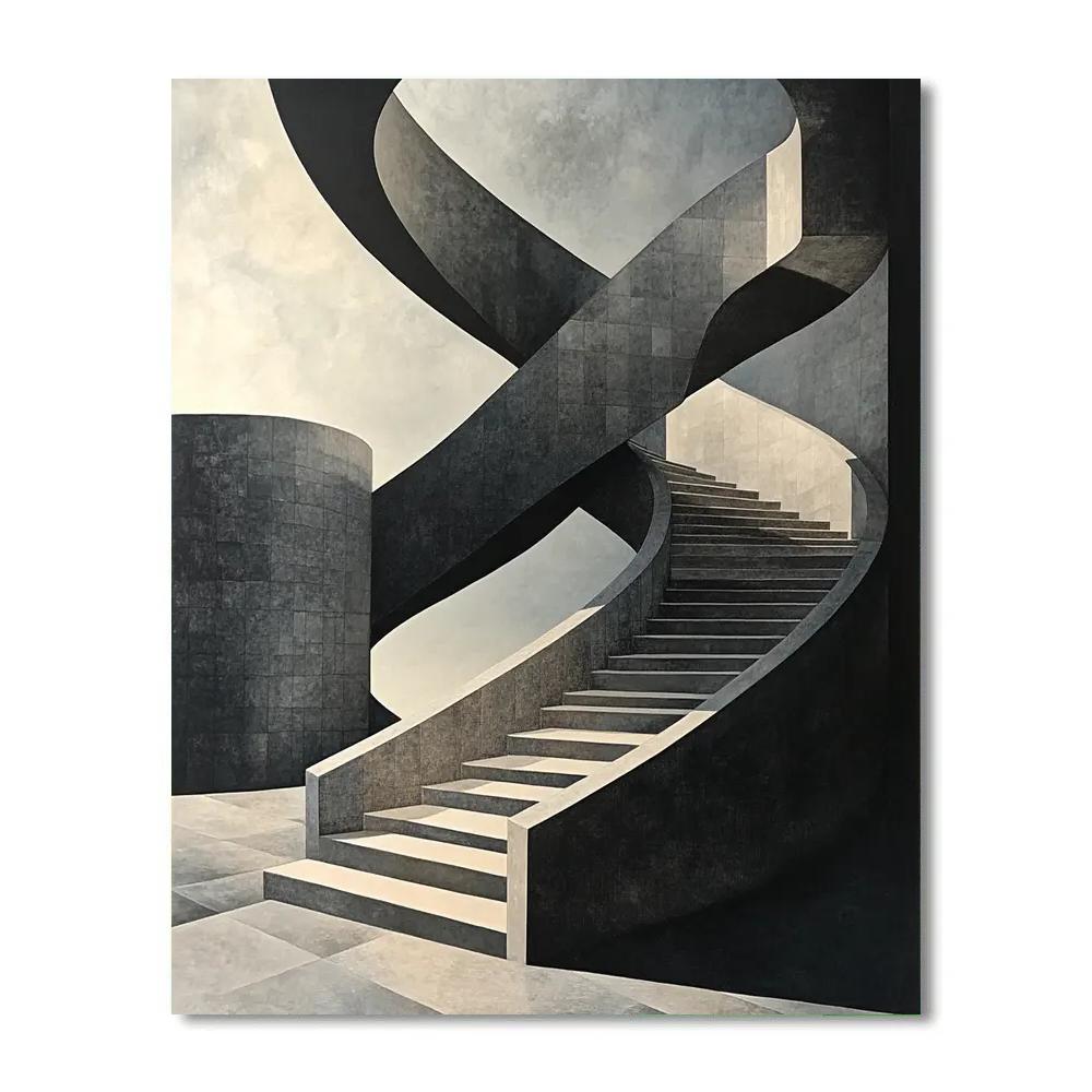 M.C. Escher Inspired Infinite Stair Tesselation Numbered painting kits