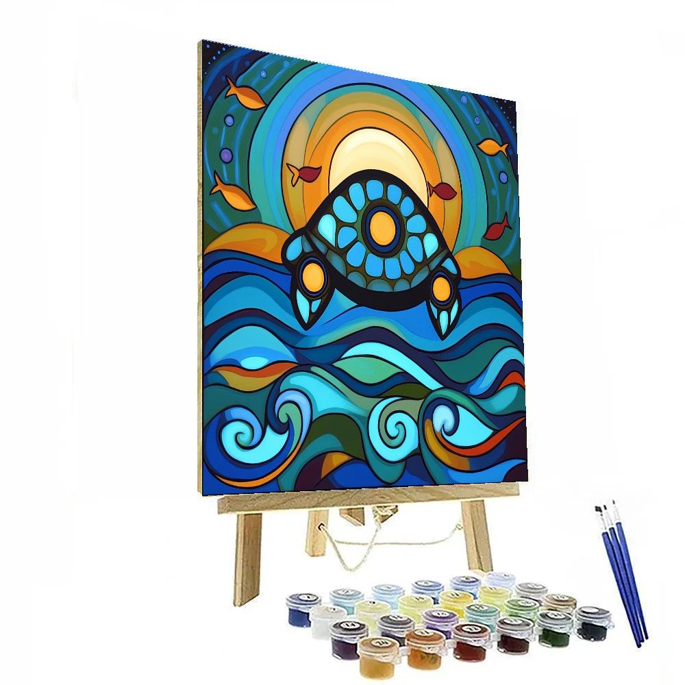 Norval Morrisseau Inspired Turtle Of The Water Spirits Number painting