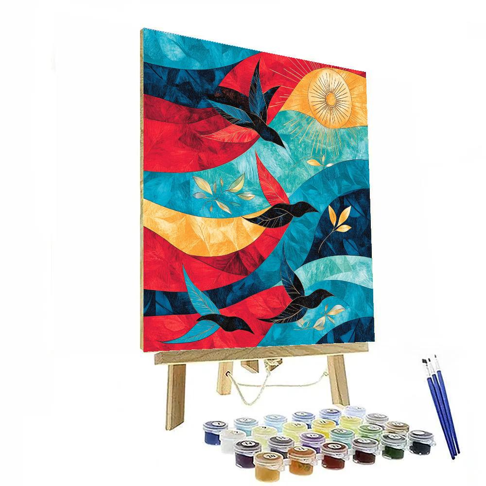 Norval Morrisseau Inspired Birds Of The Northern Sky paint by number