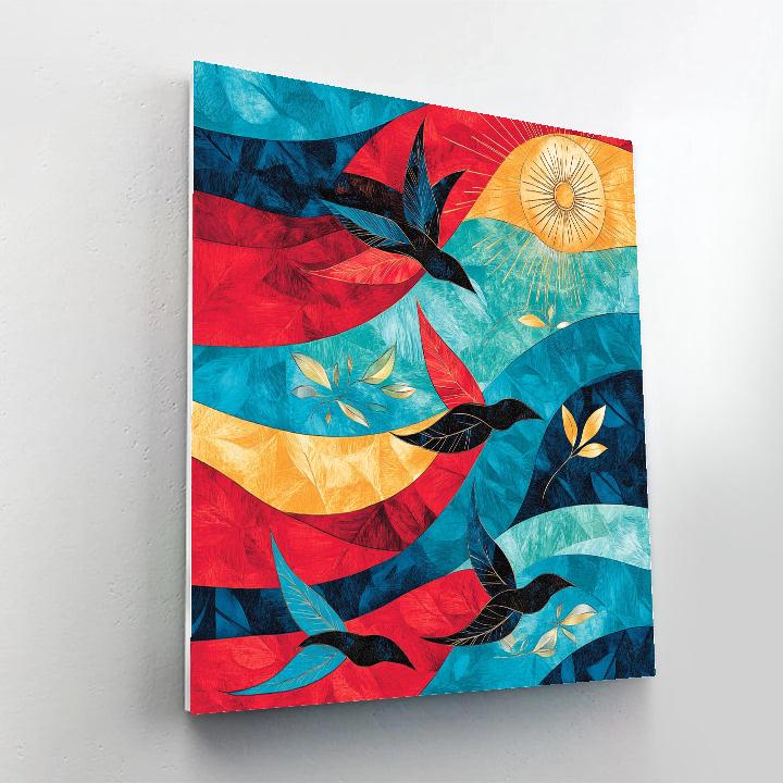 Norval Morrisseau Inspired Birds Of The Northern Sky paint by number