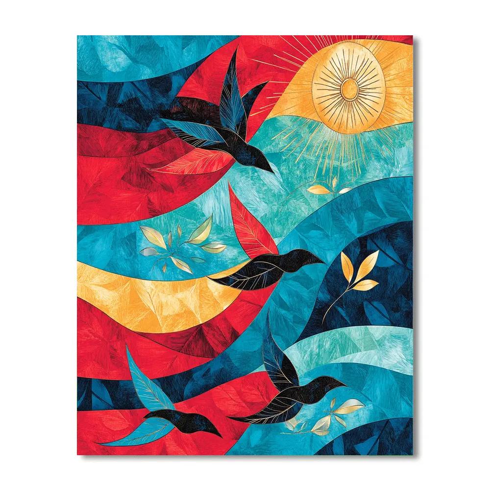 Norval Morrisseau Inspired Birds Of The Northern Sky paint by number