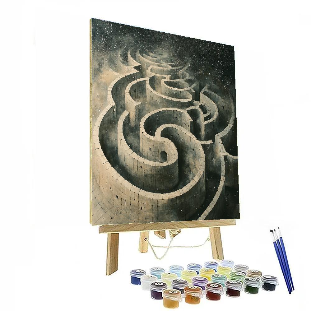 M.C. Escher Inspired Celestial Tessellation Labyrinth Numbered painting kits