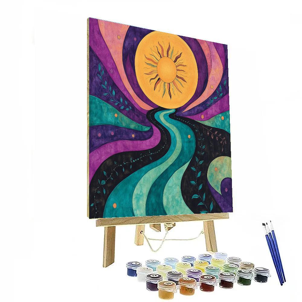 Norval Morrisseau Inspired Sun And River Of Ancestral Energy DIY paint by numbers