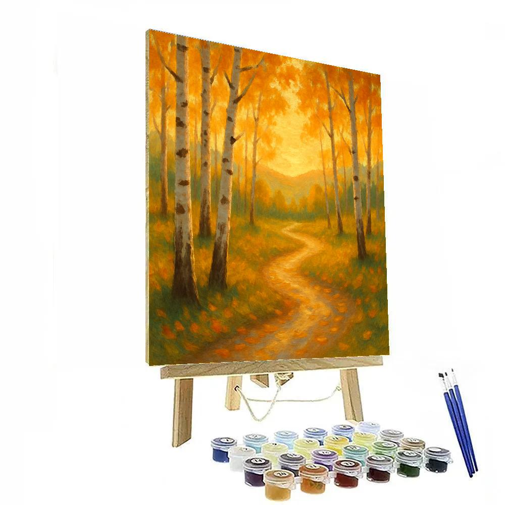 Golden Birch Path Painting by numbers kit