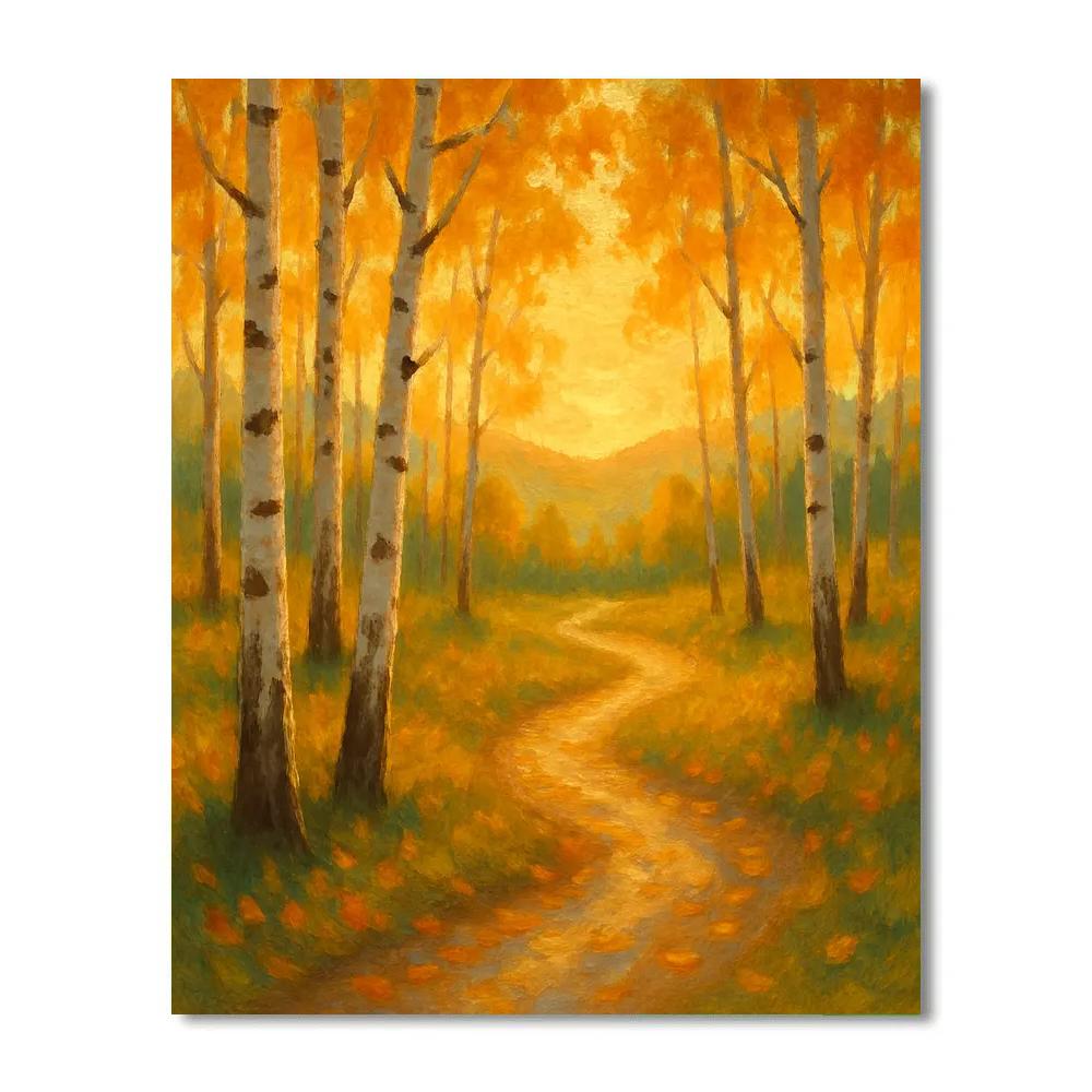 Golden Birch Path Painting by numbers kit
