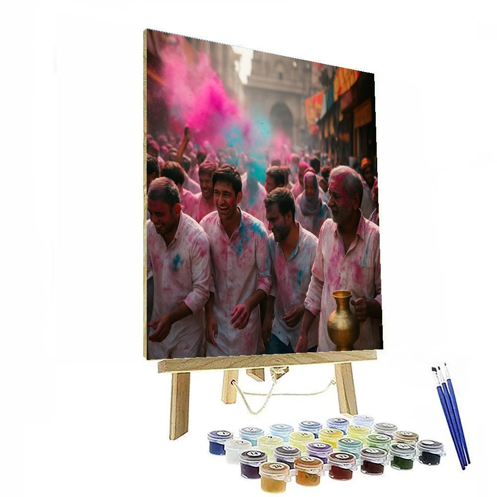 Holi Street Celebration Mathura DIY paint by numbers