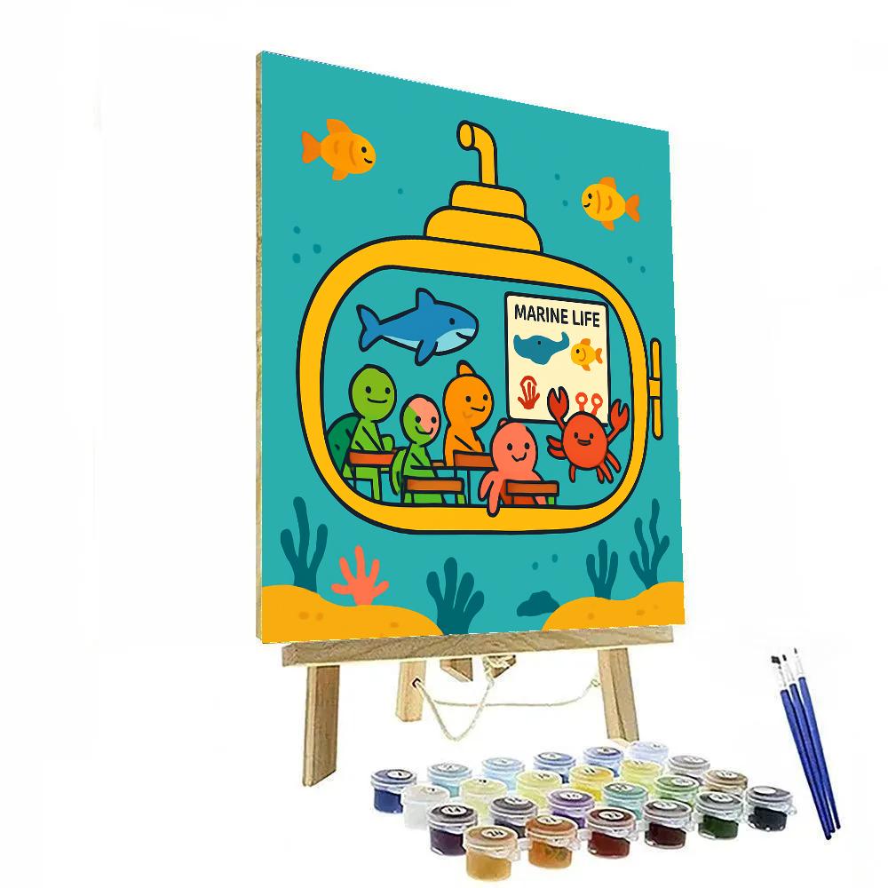 Coral Classroom Submarine Painting by numbers kit