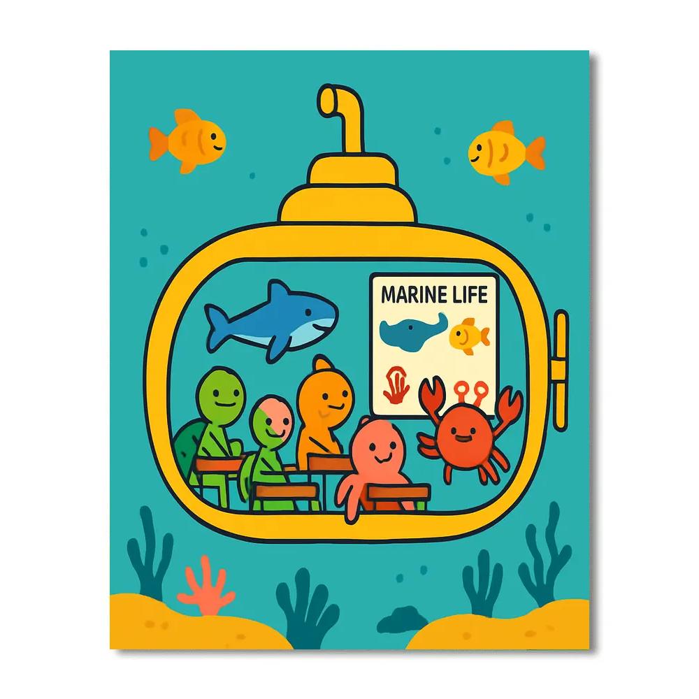 Coral Classroom Submarine Painting by numbers kit
