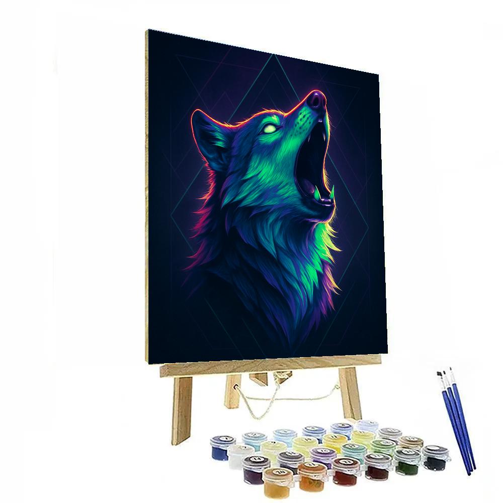 Neon Howl Wolf Painting by numbers kit