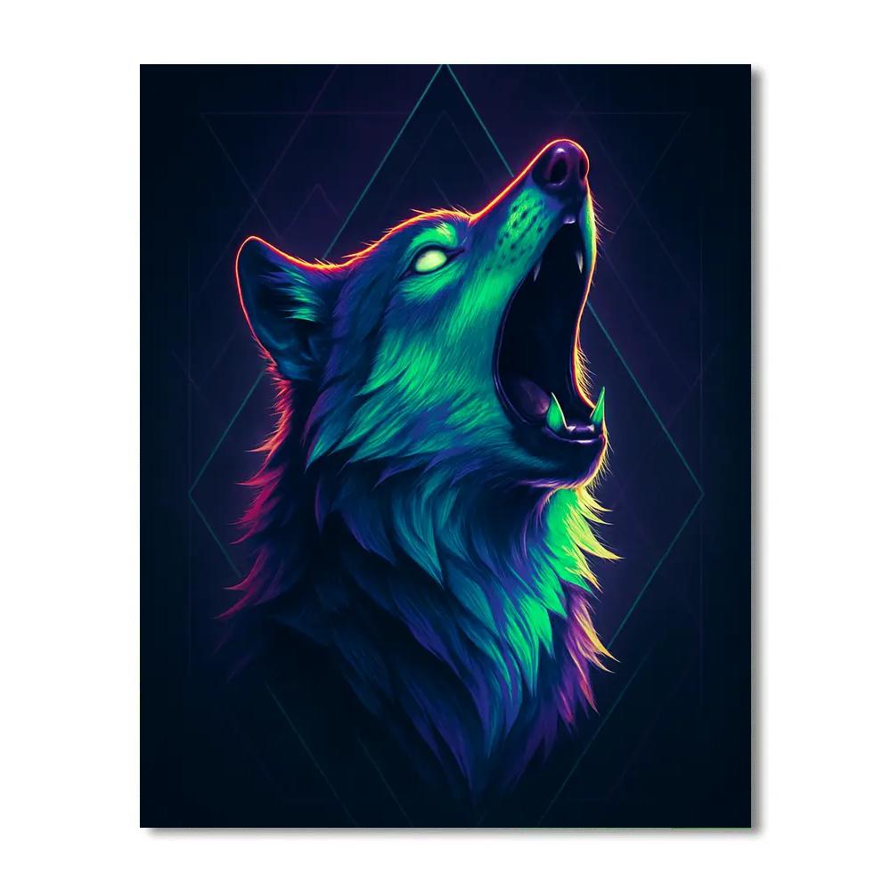 Neon Howl Wolf Painting by numbers kit