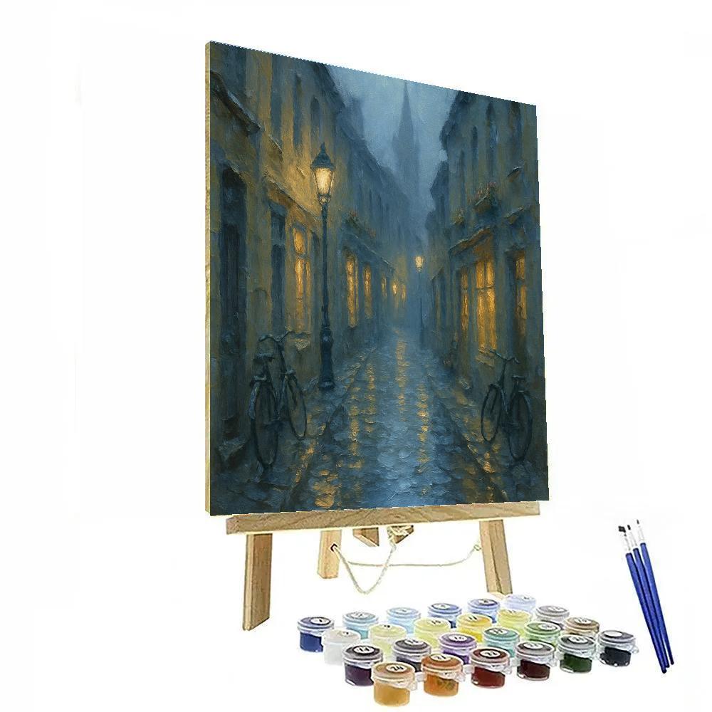 Rainy Lantern Alley paint by number