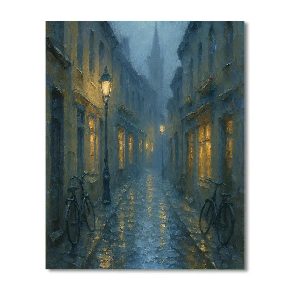 Rainy Lantern Alley paint by number