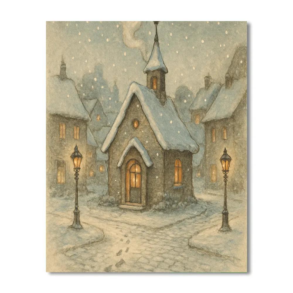 Vintage Village Twilight DIY paint by numbers
