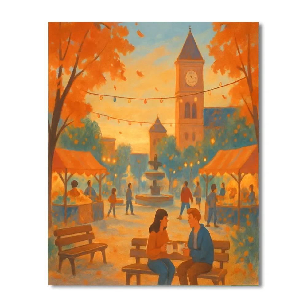 Sunset Market Piazza Painting by numbers kit
