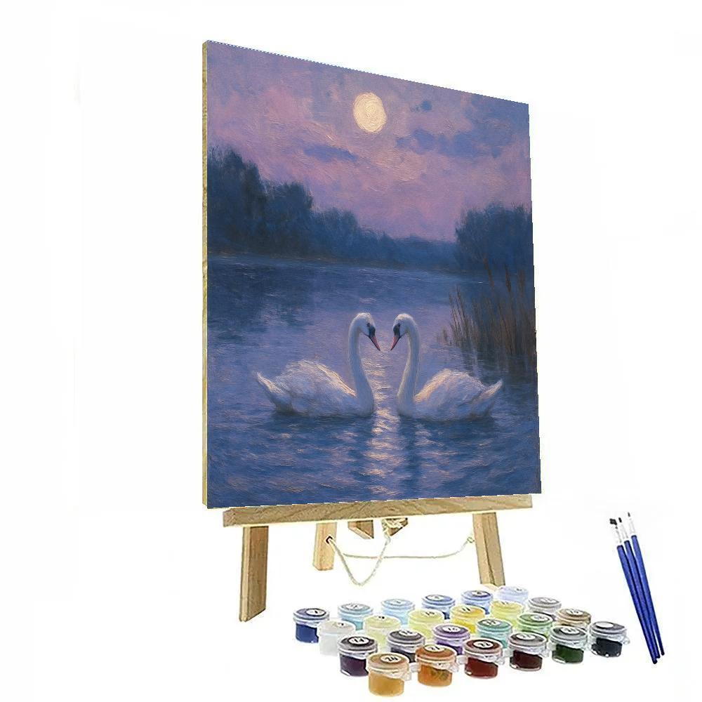 Moonlit Swan Passage Paint by numbers art