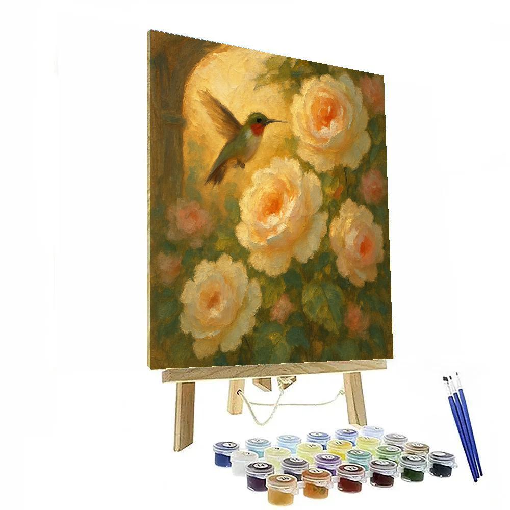 Hummingbird Tea In A Cottage Garden painting number kit