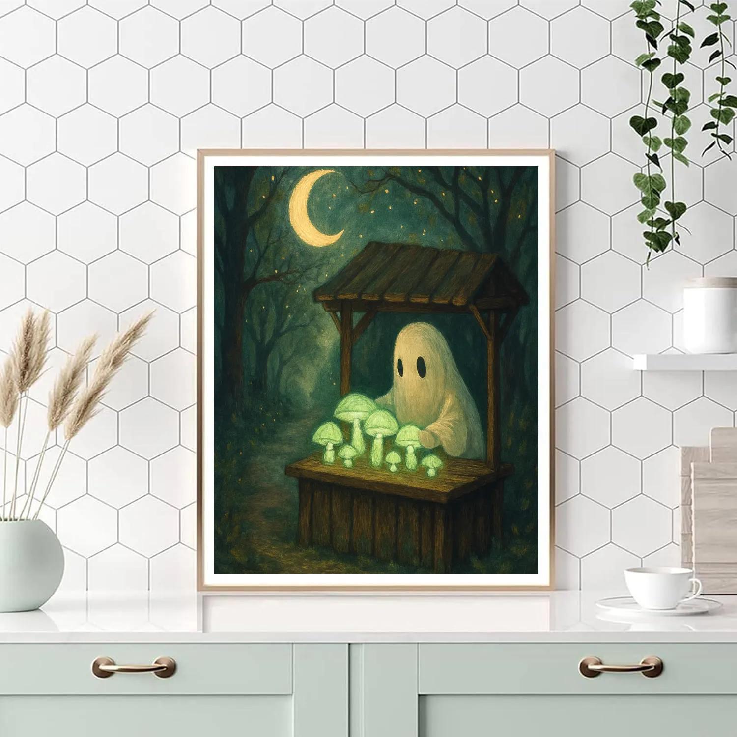 Midnight Mushroom Market paint by number
