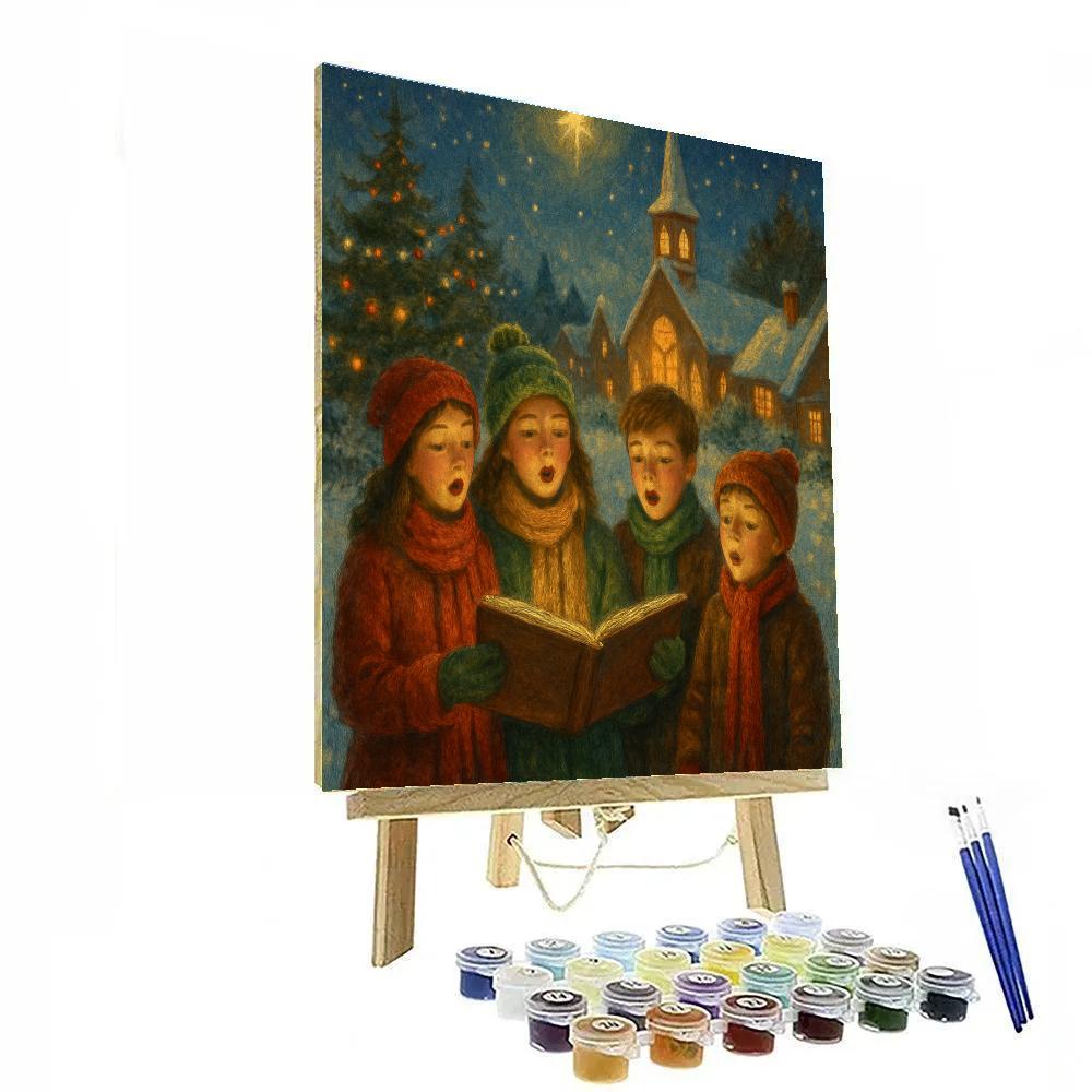Starlit Village Carolers Number painting