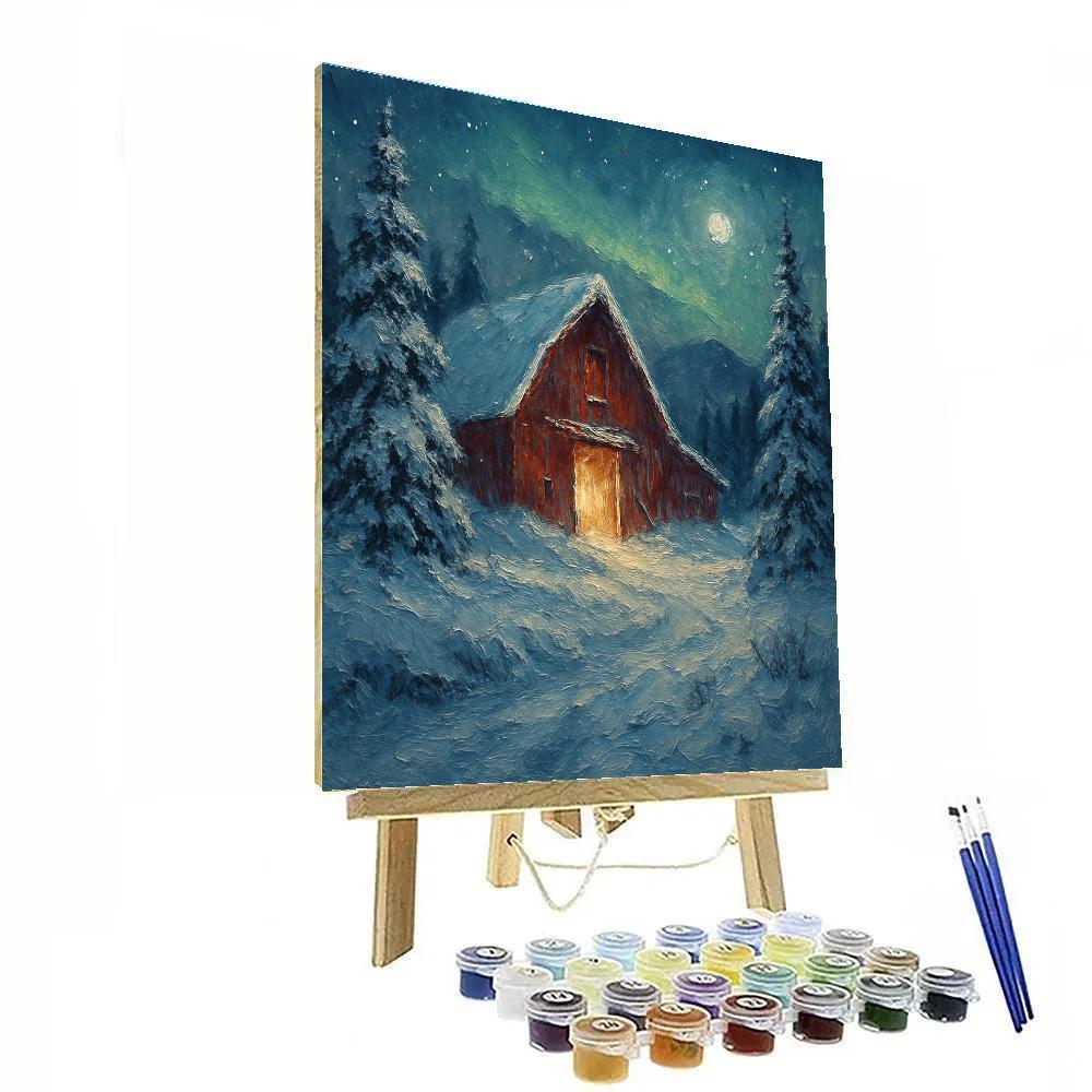 Red Barn Midnight Glow painting number kit
