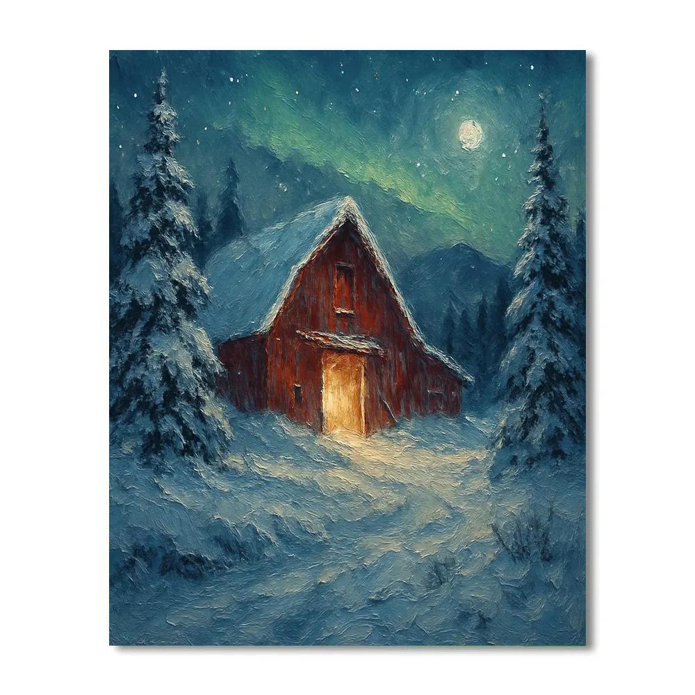 Red Barn Midnight Glow painting number kit