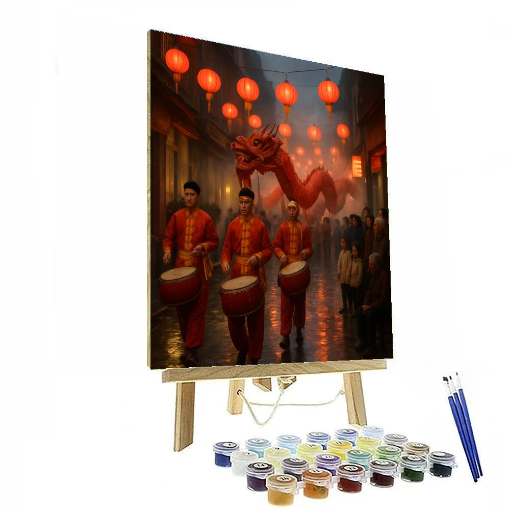 Lunar New Year Dragon Dance paint by color