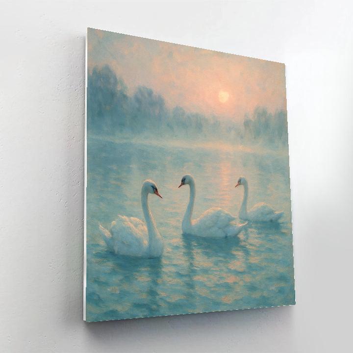 Mist Lake Swans At Dawn DIY paint by numbers