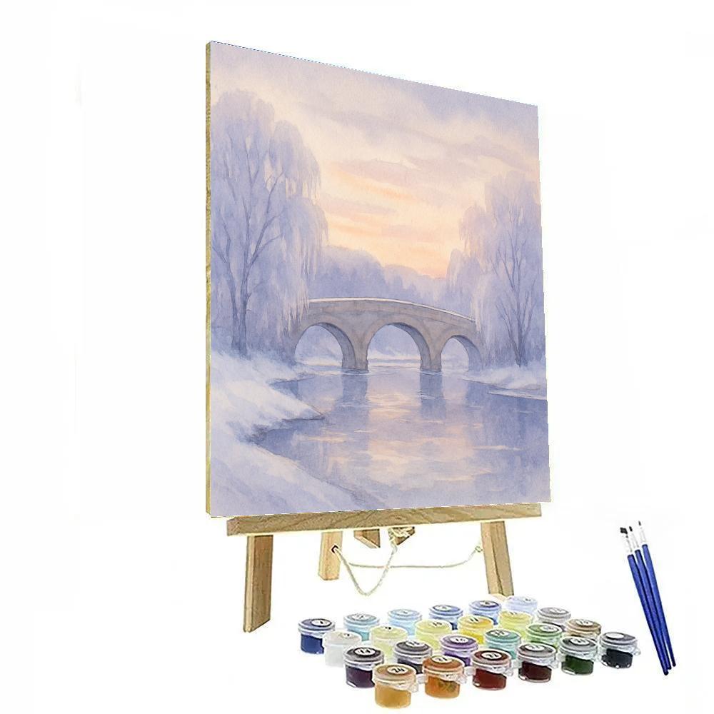 Snowbound Bridge Reflections Painting by numbers kit