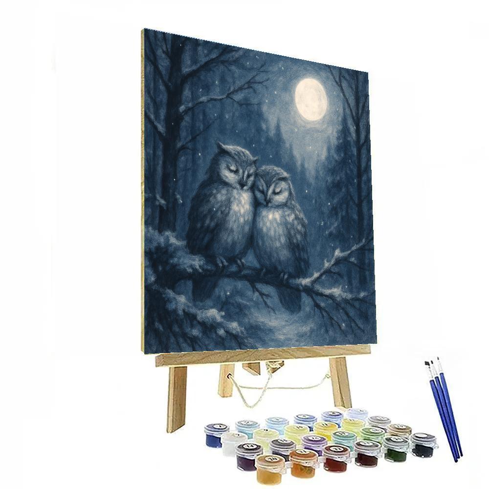 Owls In The Moonlit Clearing Paint by numbers art